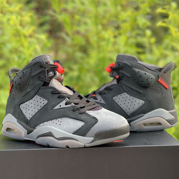 

2019 PSG X Paris Basketball Shoes 6s Mens Designer Sport Sneaker Ash Grey Real Leather High Athletic Trainers With Box
