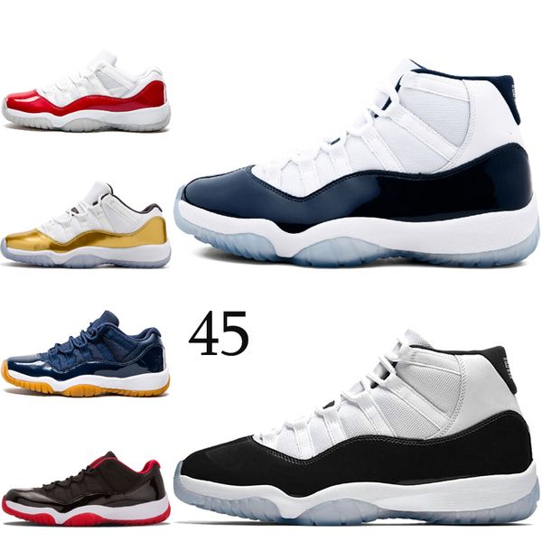 

men basketball shoes concord 45 midnight navy 11s sport sneakers hight white grey snakeskin navy gum bred prom night trainers