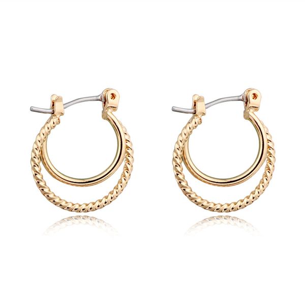 

1pair unique double circle opening hoop earrings for women gold silver color endless circle earrings female charm jewelry e134, Golden;silver