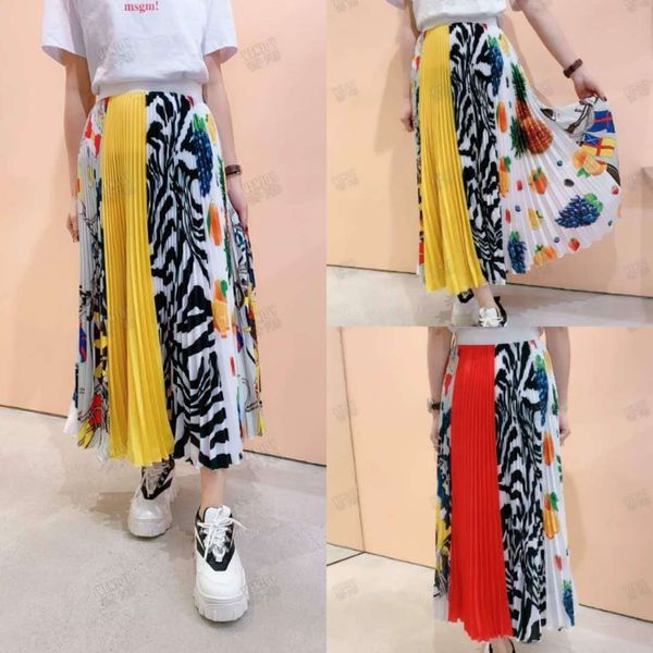 

women summer dress skirt summer large size women's pleated skirt digital print skirt s-3xl 2020, Black