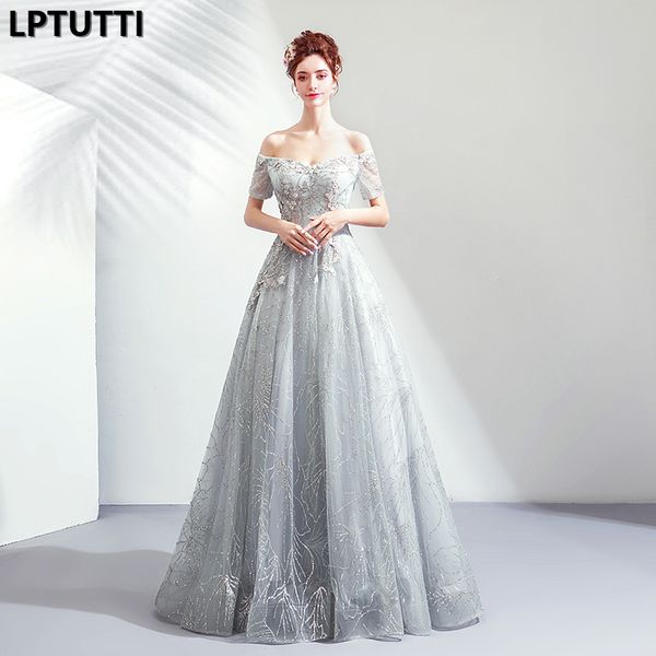 

lptutti embroidery sequin new for women elegant date ceremony party prom gown formal gala events luxury long evening dresses, White;black