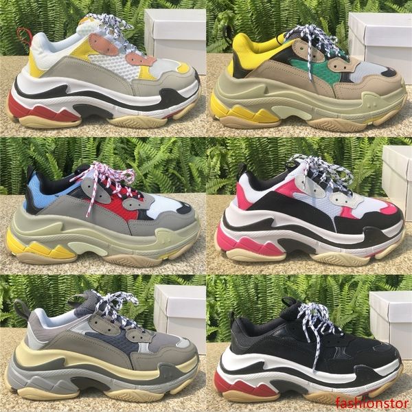 

triple s платформа кроссовки для мужчин женщин chaussures paris 17fw тройной черный крем желтый красный повседневная обувь роскошные туфли 3