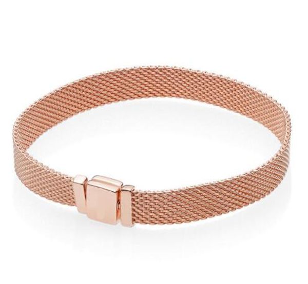 

genuine 925 sterling silver bracelet rose gold woven mesh reflexions bracelets bangle fit women bead charm diy fashion jewelry, Black