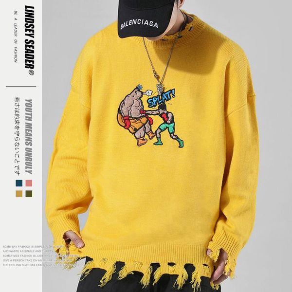 

men's sweaters lindsey seader mens pullover knit fall coat sweater asymmetrical hem rhombic solid cotton warm winter inside outwear, White;black