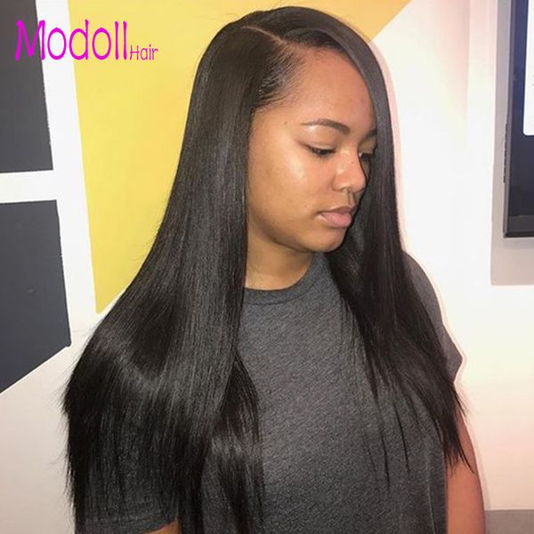 

modoll lace front human hair wigs with baby hair pre plucked remy straight brazilian 613 blonde lace wig human hair dhgate natural hairline, Black;brown