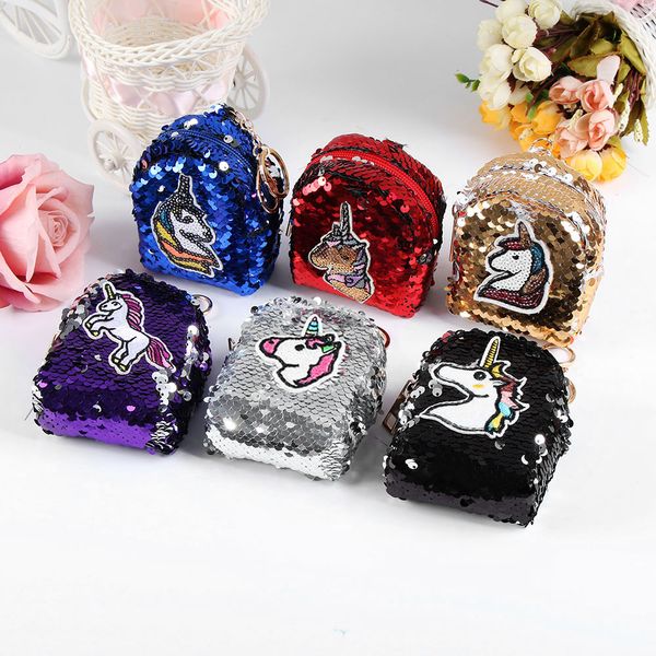 

unicorn sequin coin purses bags for women money bags girls ladies wallets kids children cute kawaii purse card holder, Red;black