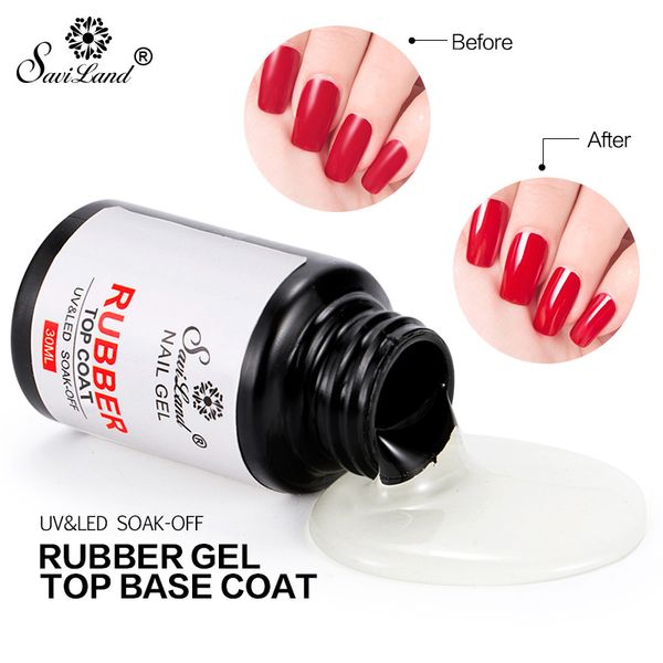

saviland 30ml uv fast dry rubber base coat coat varnish long lasting no clean shiny gel nail polish primer for nail art, Red;pink