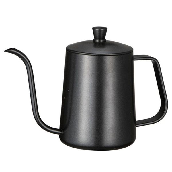 

coffee pots stainless steel mounting bracket hand punch pot with lid drip gooseneck spout long mouth kettle teapot-black