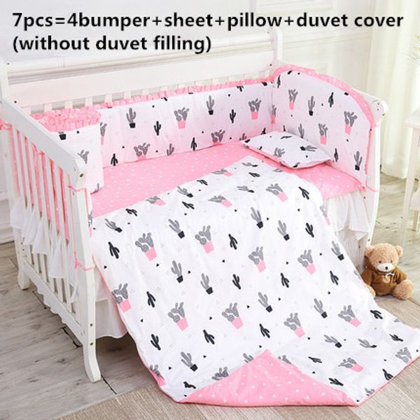 

promotion 6/7pcs baby crib bedding sets for boys cartoon animal crib sets cotton bedding baby, 120*60/120*70cm