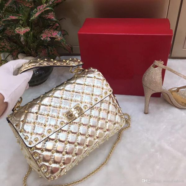 

genuine cowhide leather with the rivet women cross-body bag