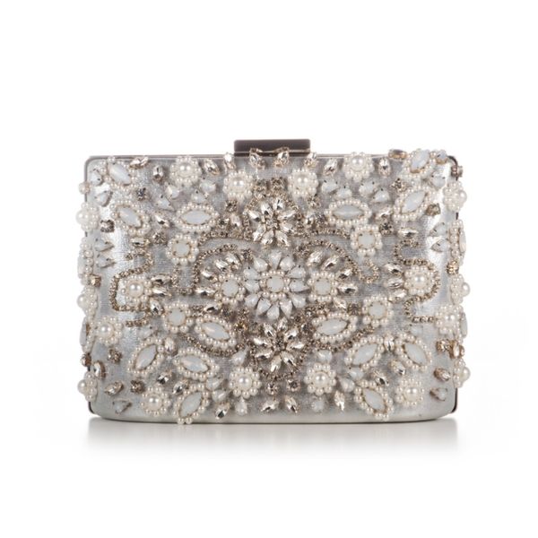 

rhinestones pearls beaded evening bag fashion party wedding women evening handbag luxury crystal bridal chain clutches