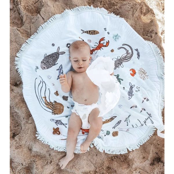 

newborn tassel blankets for boys girls swaddle warp bed baby pgraphy props kids bath towel round beach mat blanket mat