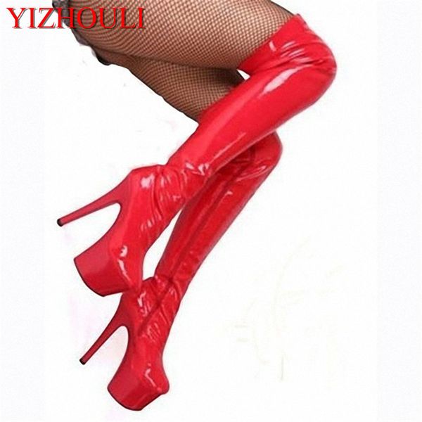 

ultra high heels over-the-knee plus size high-leg 15cm boots high-heeled boots steel pipe dance thigh high, Black