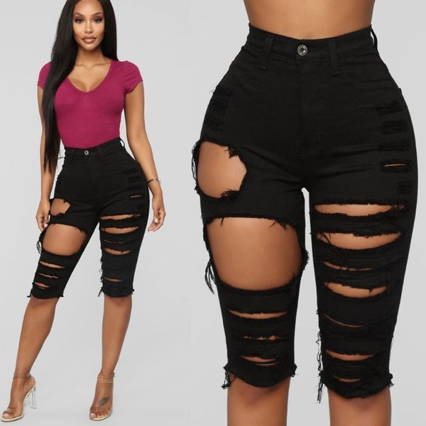 

streetwear shorts women jeans denim knee length korean high waisted shorts high waisted women fitness summer 6.16, Blue