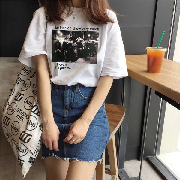 

summer short sleeve casual fashion printed t shirt harajuku style o-neck t-shirts, White