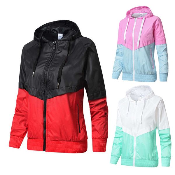 

women jacket windbreaker designer jackets female hoodie zipper fashion hooded jackets outdoor sport letter women's clothing, Black;brown