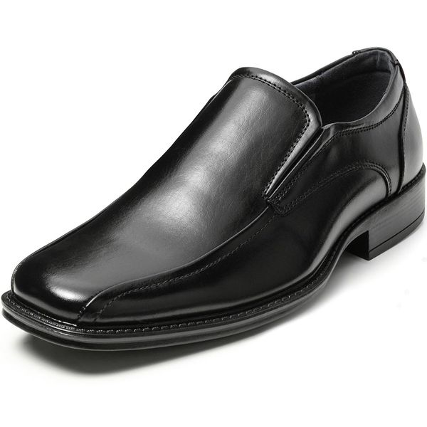 

zusigel new men business shoes genuine leather flat round toe office men shoes fashion slip on dress men shoes us size 7-13, Black