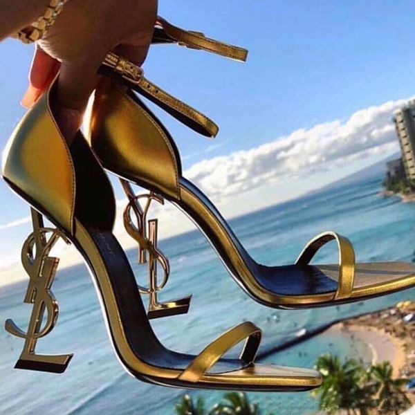 

Gold Wedding Shoes Bridal Shoes Women Designer Sandals Women Pumps 2019 New eden heel Gold Ladies Party Shoes In Stock