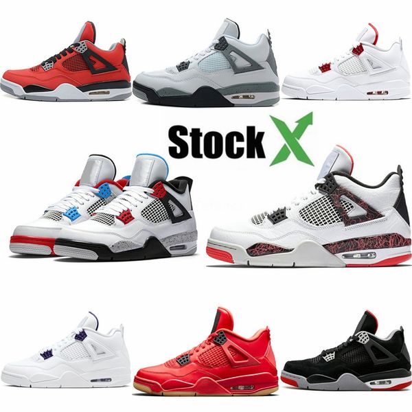 

basketball shoes j4 4s white cement bred fire red sports sneakers jack university blue trail walking running shoes #275