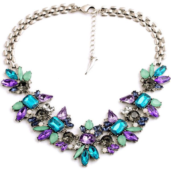 

flower geometric metal alloy collarbone short necklace jewelry for women, Silver