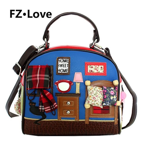 

new girls embroidery applique handle shoulder bag tote handbag for womens pu leather fashion satchel purse crossbody bags