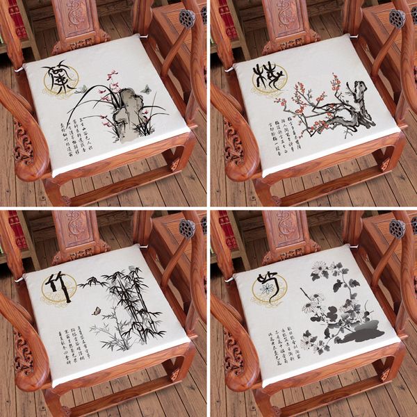 

ethnic printed classic sofa chair seat cushion zipper chinese dining chair armchair seat pad linen home office cushions seats