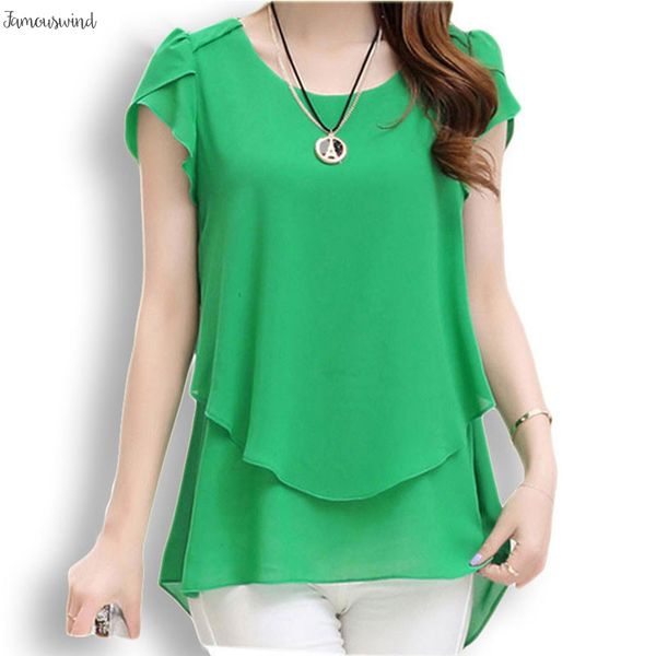 

блуза плюс размер 5xl рубашка лето шифон рубашка большой размер топы новые с коротким рукавом o шея свободные рубашки для женщин, White