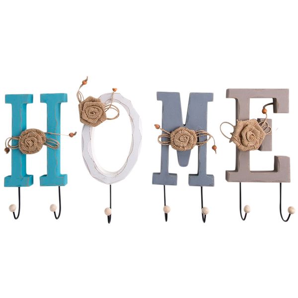 

1set 4 pcs creative hooks letter home coat hat hooks wall hanger decorative living room hallway home