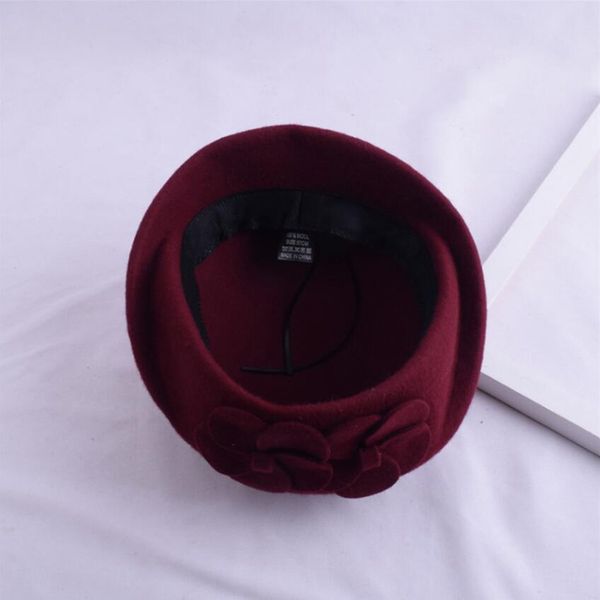 

100% wool beret winter berets women winter felt beret floral women felt french beret beanie fedora hat beanie winter flower, Blue;gray
