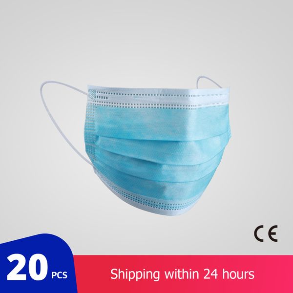 

200 pcs disposable face mask 3 layer ear-loop dust mouth masks cover 3-ply non-woven disposable dust mask soft breathable