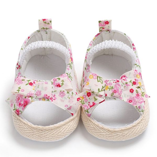 

2019 summer baby girl sandals bow print cotton comfort soft sneakers fashion newborn sandals, Black;red