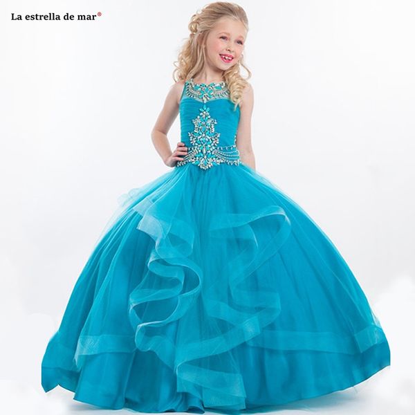 

дети цветок девушка dress2019 новый o шеи тюль кристалл пушистый бирюзовый бальные платья для девочек длина пола театрализованное платья для, Red;yellow