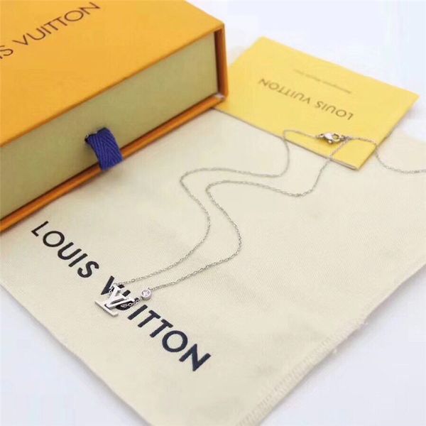 

fashion luxurious 2020 designer for women clavicali diamond necklace 18k gold titanium steel charm necklace jewelry louÃ¬s vuÃ¬ttÃµn, Silver