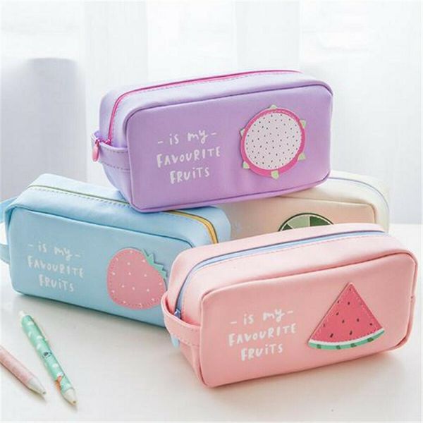 

big zipper fruit pencil case big capacity school pencil bag cosmetic makeup storage bag pen pouch school supplies