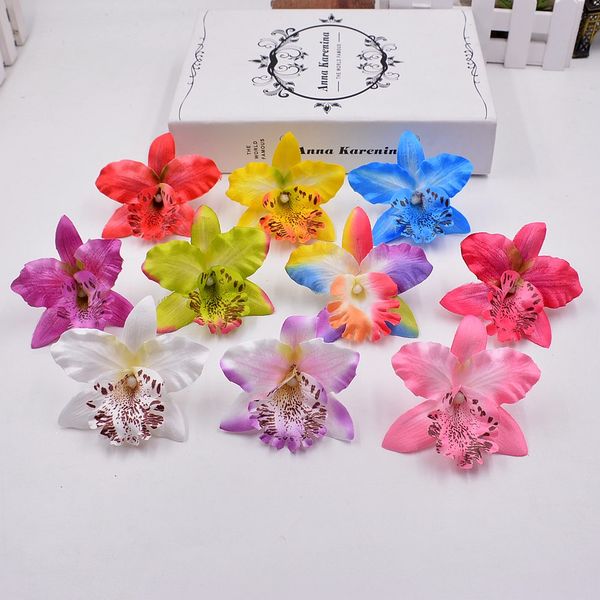 

10pcs 7cm silk orchid artificial flower wedding home decorative diy wreath gift clipping false cymbidium artificial plant