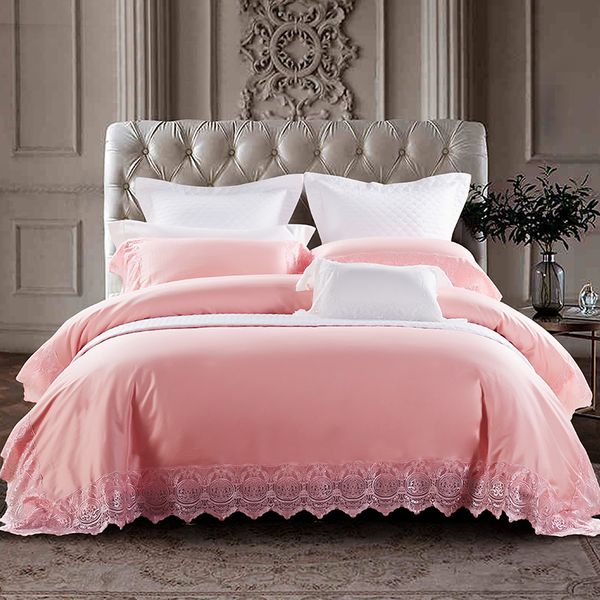 High Quality Pink Princess Style Bedding Set 100 Cotton Sateen