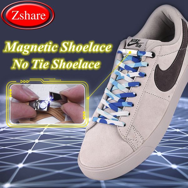 

1 pair no tie shoe laces magnetic elastic shoelaces kids quick lazy laces outdoor leisure sneakers locking flat shoelace, Black
