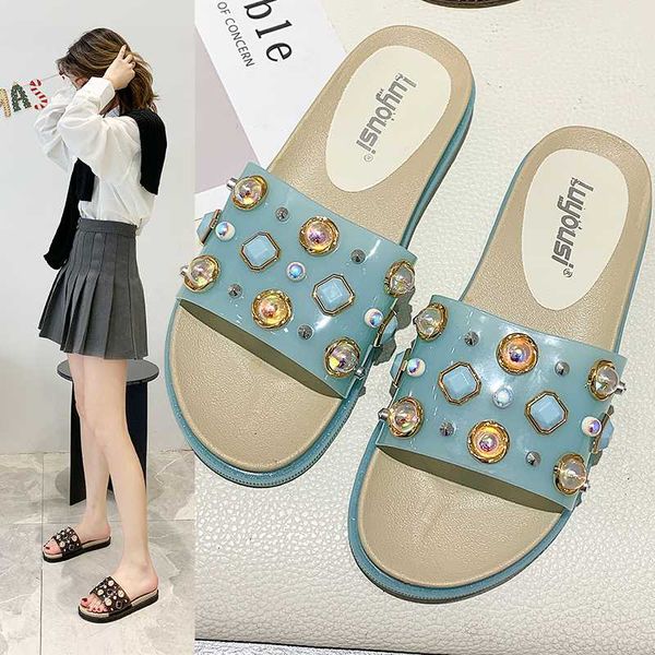 

shoes summer woman ladies' slippers loafers low string bead platform beach flat basic rubber pu slides shoes womens, Black