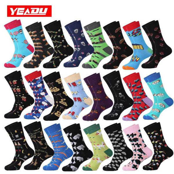 

yeadu 2020 men's cotton socks hip hop happy funny novelty cool fashion moustache skull halloween socks for men christmas gift, Black