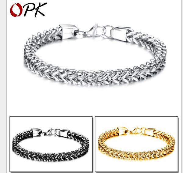 

jewelry personality gift tri-color men's personality charm bracelet, Golden;silver