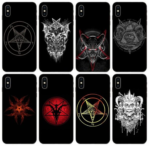 

tongtrade] комиксы манга карикатура сатана пентаграмма оккультное зло логотип чехол для iphone 8 7 6s 5s plus x xs 11 pro max huawei p9 red