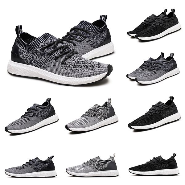 

2020 new arrival fashion flat sneakers mens women breathable running shoes black white grey non brand sports size 39-46, White;red