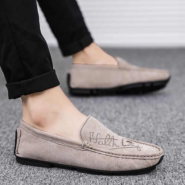

shoes men loafers soft moccasins spring autumn suede leather shoes flats breathable men flats gommino driving footwear, Black