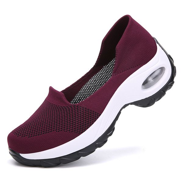 

women sneakers slip-on sandals spring summer knit cushioning sports shoes for female wine red comfortable women sandalias, Black