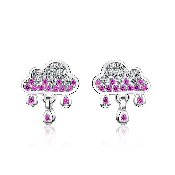 

new fashion sweet lovely zircon gradient cloud raindrop 925 sterling silver earrings for women oorbellen pendientes, Golden;silver