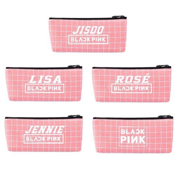 

1pcs kawaii cartoon blackpink canvas pencil case storage organizer pen bag fans stationery student kids gifts