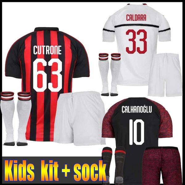 

18 19 ac milan kid occer jer ey 2018 football hirt higuain bakayoko borini ke ie caldara cutrone calhanoglu young jer e kit uniform