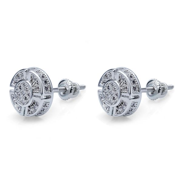 

new fashion luxury designer earrings for mens iced out bling cz rapper gold silver stud earrings mens diamond rock punk round pandora styl, Golden