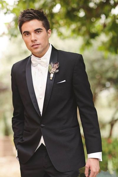 

new custom slim fit black men suits wedding groom tuxedos shawl lapel bridegroom suits man prom wear(jacket+pants) 537, Black;gray