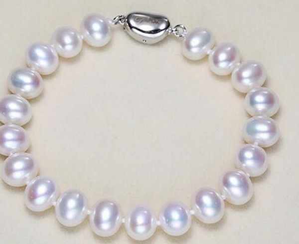 

encantador 9-10mm mar del sur ronda whitepearl pulsera, Black